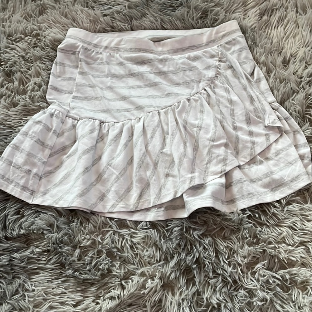 I am selling a gray and white striped skirt super comfy!